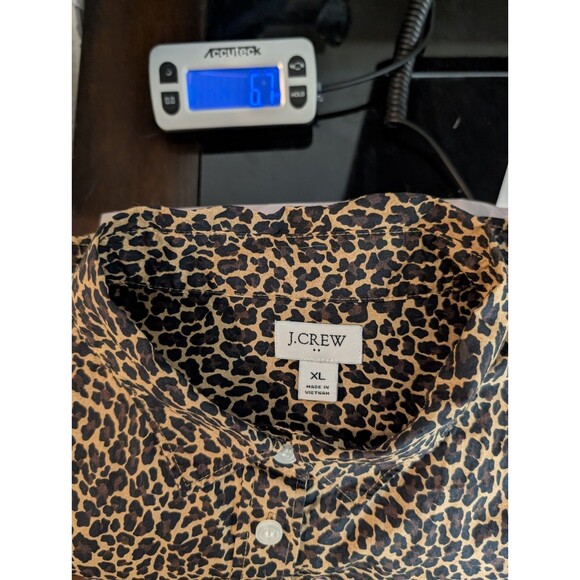 J Crew Blouse Women's XL Cheetah Animal Print Button Up Long Sleeve Collared - Picture 8 of 11